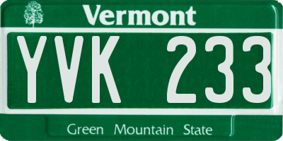 VT license plate YVK233