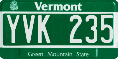 VT license plate YVK235