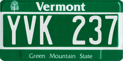 VT license plate YVK237