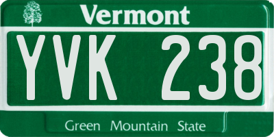 VT license plate YVK238