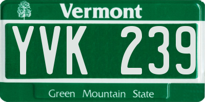 VT license plate YVK239