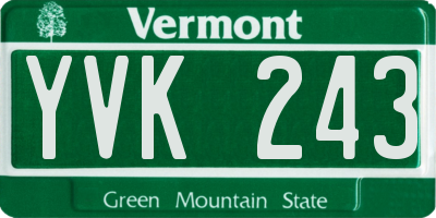 VT license plate YVK243