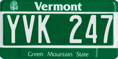 VT license plate YVK247