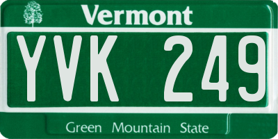 VT license plate YVK249