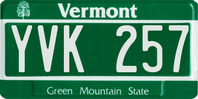 VT license plate YVK257