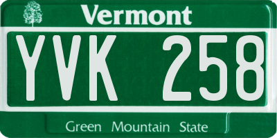 VT license plate YVK258