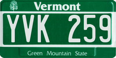 VT license plate YVK259