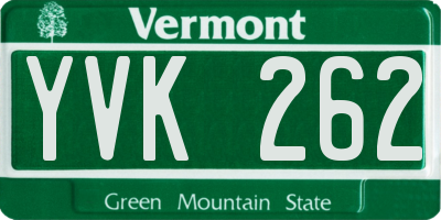 VT license plate YVK262