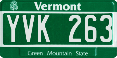 VT license plate YVK263