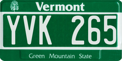 VT license plate YVK265