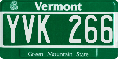 VT license plate YVK266