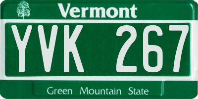 VT license plate YVK267