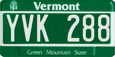 VT license plate YVK288