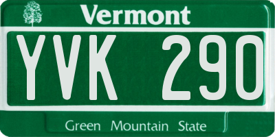 VT license plate YVK290