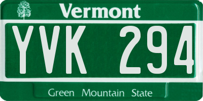 VT license plate YVK294