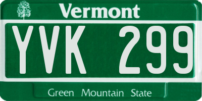 VT license plate YVK299