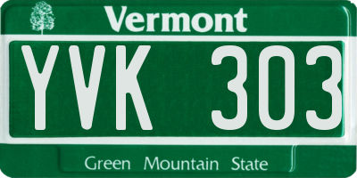VT license plate YVK303