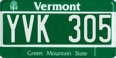 VT license plate YVK305