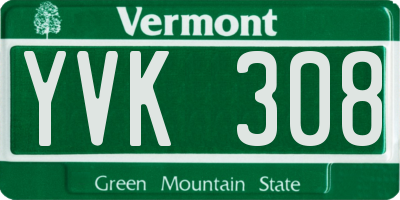 VT license plate YVK308