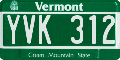 VT license plate YVK312