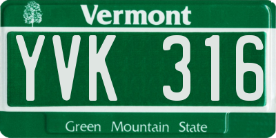 VT license plate YVK316