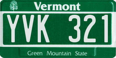VT license plate YVK321