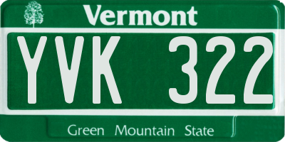 VT license plate YVK322