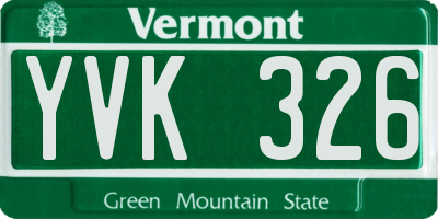 VT license plate YVK326