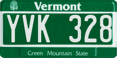 VT license plate YVK328