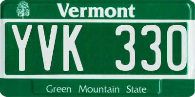 VT license plate YVK330