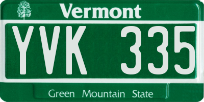VT license plate YVK335