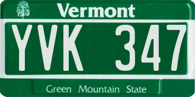 VT license plate YVK347