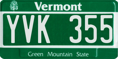 VT license plate YVK355