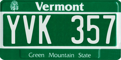VT license plate YVK357