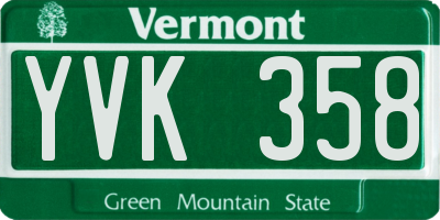 VT license plate YVK358