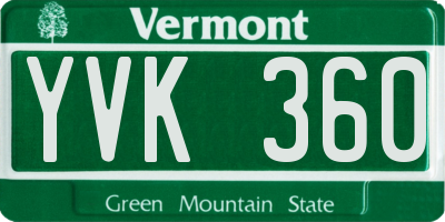 VT license plate YVK360