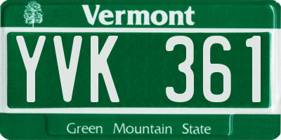 VT license plate YVK361