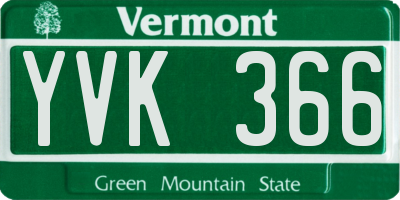 VT license plate YVK366