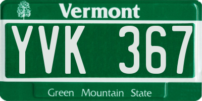 VT license plate YVK367