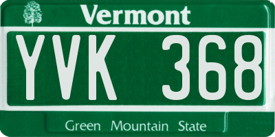 VT license plate YVK368