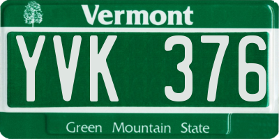 VT license plate YVK376