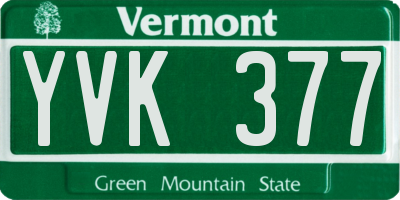 VT license plate YVK377