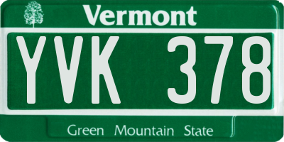 VT license plate YVK378