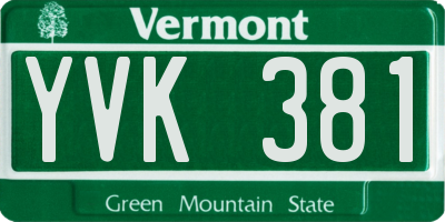 VT license plate YVK381