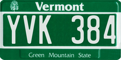 VT license plate YVK384