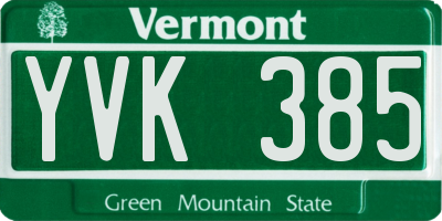 VT license plate YVK385
