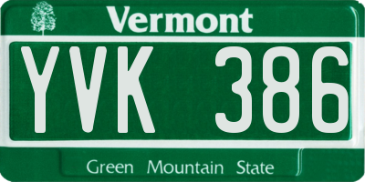 VT license plate YVK386