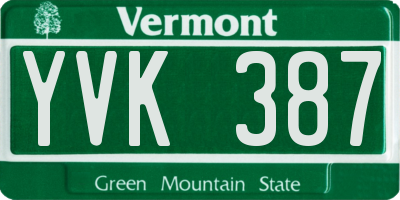 VT license plate YVK387