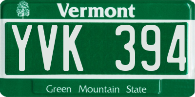 VT license plate YVK394