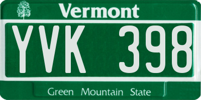 VT license plate YVK398